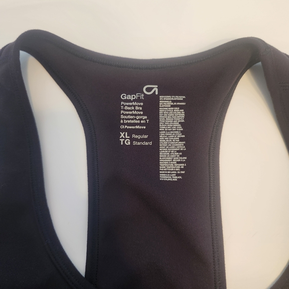 πGapFit PowerMove T-Back Sports Bra β XL | Black | Gym & Activewear - Picture 3 of 6